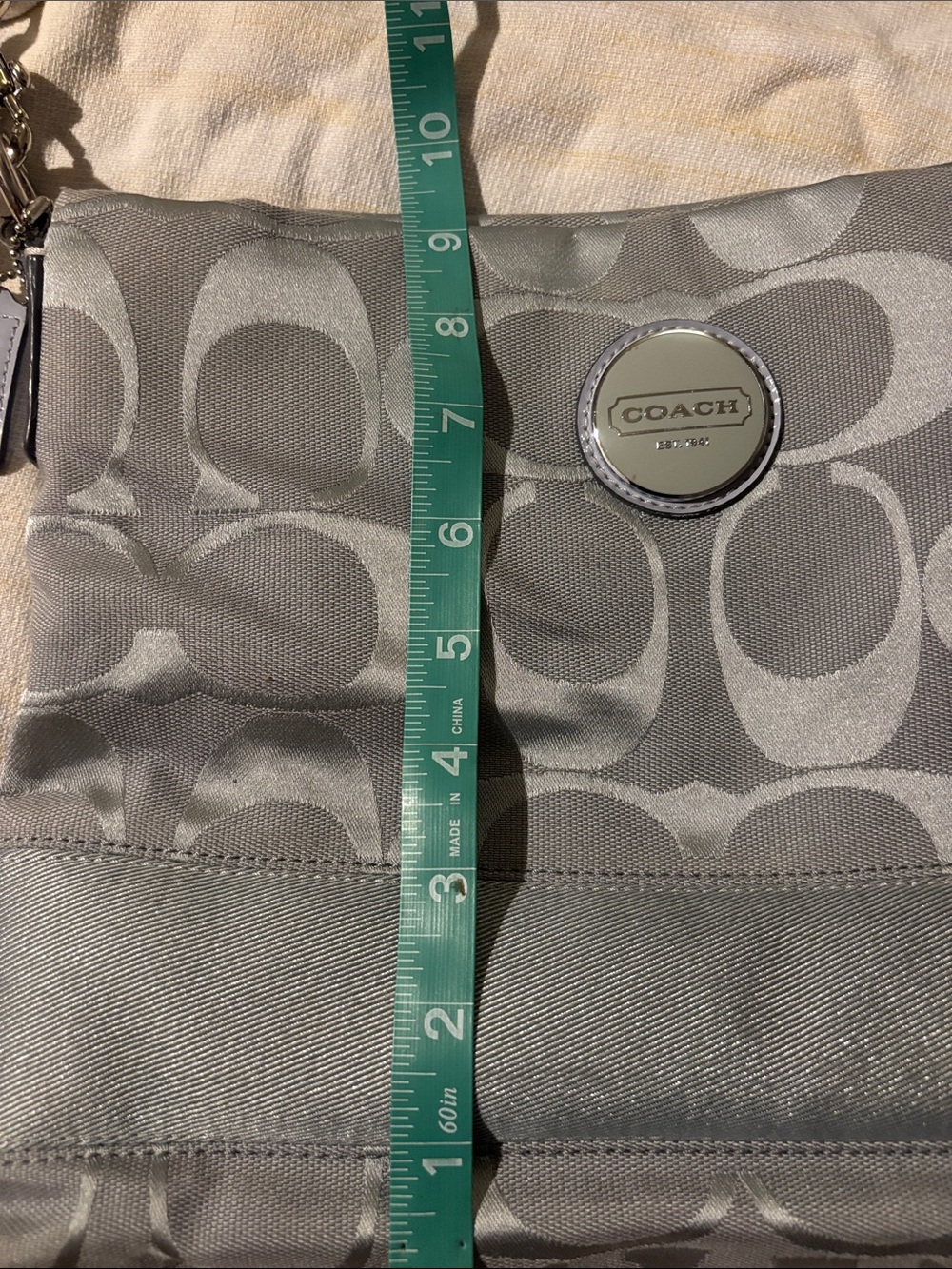 Coach Gray Signature Shoulder Bag with Adjustable Strap - Picture 14 of 15